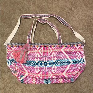 Pink and Blue Patterned Tote Bag